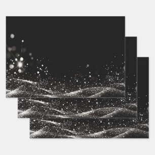 Create Your Own - Customizable Glitter Ribbon B&W Wrapping Paper Sheets