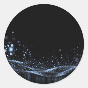 Create Your Own - Customizable Glitter Ribbon Blue Classic Round Sticker