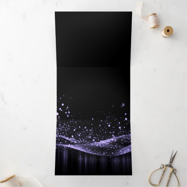 Create Your Own Customizable Glitter Ribbon Purple Tri-Fold Invitation (Inside)