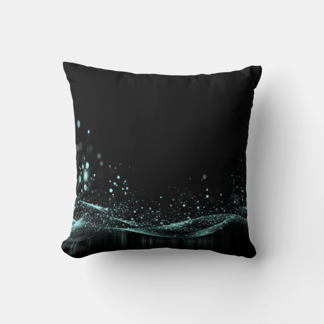 Create Your Own - Customizable Glitter Ribbon Teal Throw Pillow (Front)