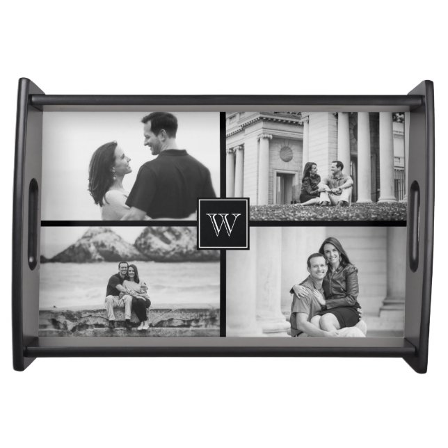 Create Your Own Customizable Wedding Photo Collage Serving Tray (Front)
