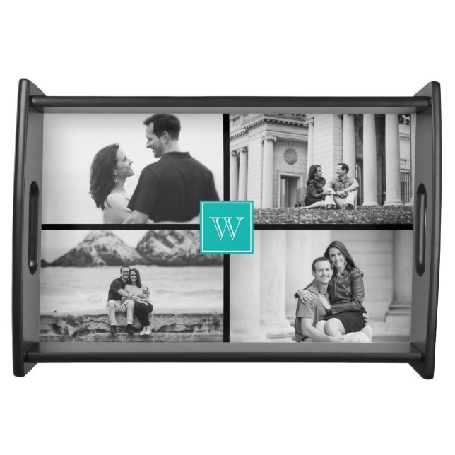 Create Your Own Customizable Wedding Photo Collage Serving Tray (Front)
