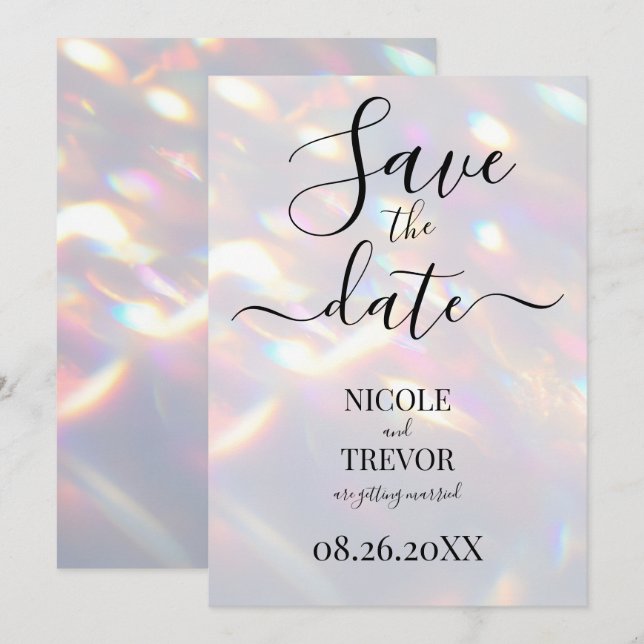 Create Your Own Customized Iridescent Lights Save The Date (Front/Back)