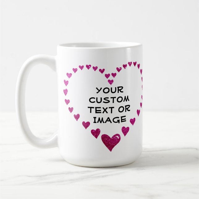Create Your Own Customized Pink Hearts Design Coffee Mug (Left)