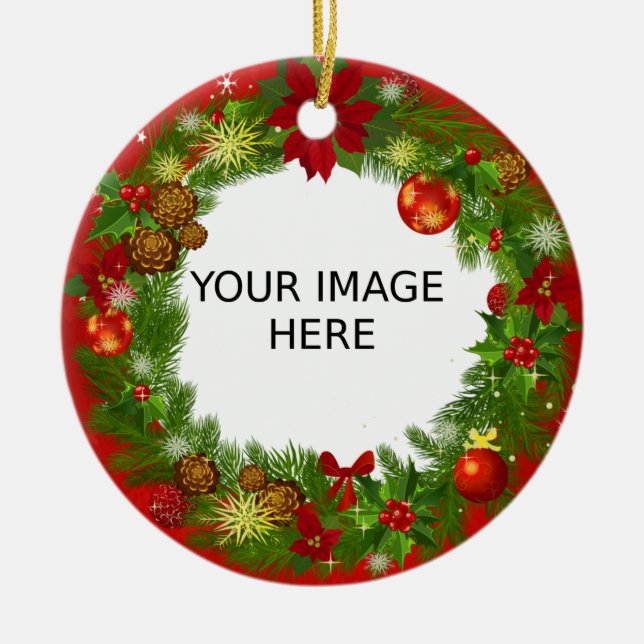 Create Your Own Cute and Elegant Photo Ceramic Ornament (Front)