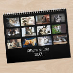 Create Your Own Cute Black Cover Pet Photo Calendar<br><div class="desc">Photos of cute kittens and cats will delight you each month. Or create your own pet calendar! Take your favorite photos from the year and replace the sample images for each month. The 12 images you choose for the months will automatically appear in a grid on the front and back...</div>