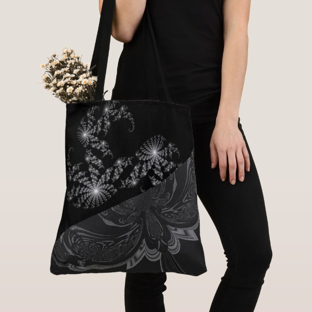 Create Your Own Cute Black & White All over Print Tote Bag (Close Up)