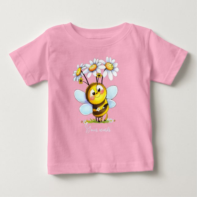 Create Your Own Cute Bumble Bee & Daisies Baby T-Shirt (Front)