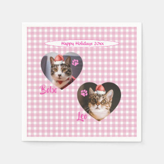 Create Your Own Cute Cat 2 Photo Script Holiday  Napkins