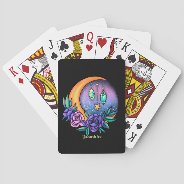 Create Your Own Cute Crystals, Moon & Roses Poker Cards (Back)