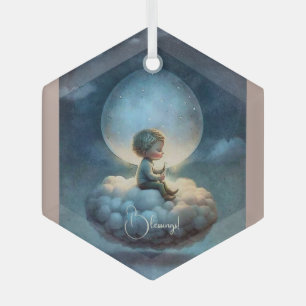Create Your Own Cute Dreaming Boy Glass Ornament