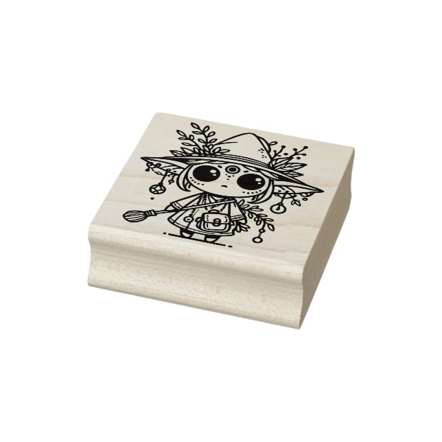 Create Your Own Cute Forest Elf Fledgling Witch Rubber Stamp (Stamp)