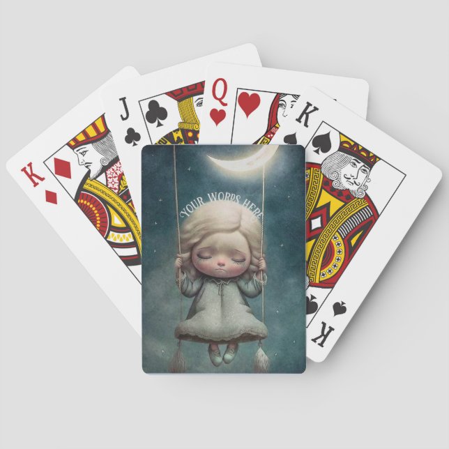 Create Your Own Cute Girl Dreaming on a Swing Poker Cards (Back)