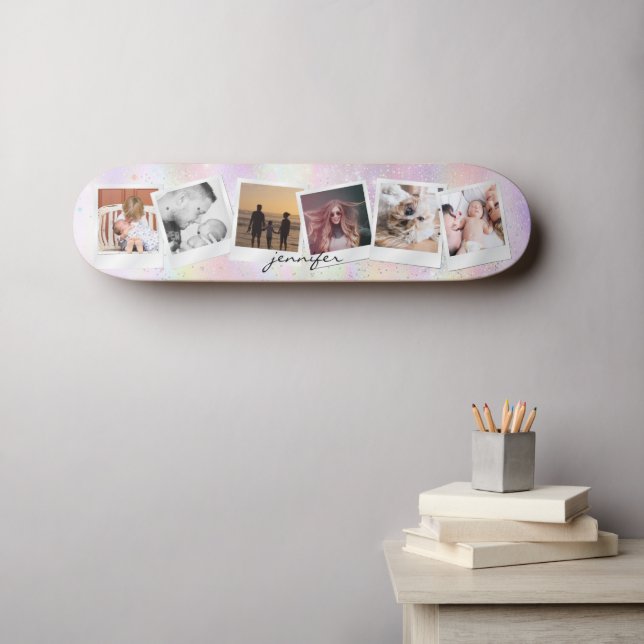 Create Your Own Cute Girly Rainbow Glitter Modern Skateboard (Wall Art (Horz))