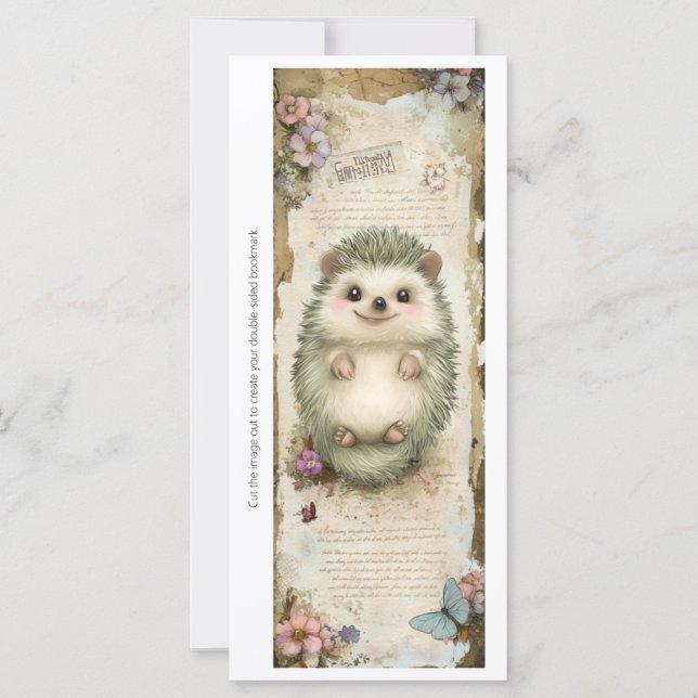 Create Your Own Cute Hedgehog Bookmark Card (Front)
