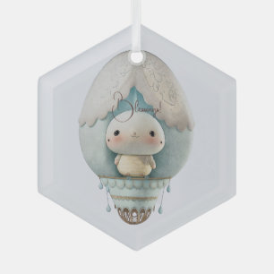 Create Your Own Cute Hot Air Balloon Bird Ride Glass Ornament