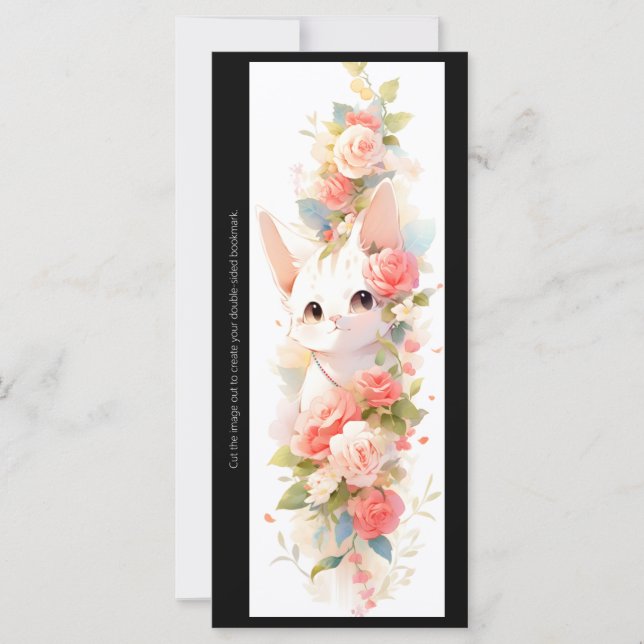 Create Your Own Cute Kitten Roses Bookmark Card (Front)