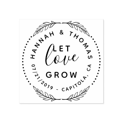 Create Your Own Cute Let Love Grow Rustic Wedding Rubber Stamp