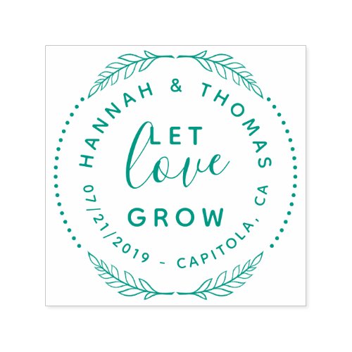 Create Your Own Cute Let Love Grow Rustic Wedding Self_inking Stamp