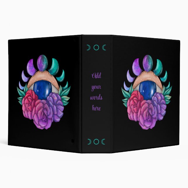 Create Your Own Cute Magic Eye, Moon & Roses 3 Ring Binder (Background)