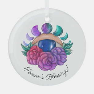 Create Your Own Cute Magic Eye, Moon & Roses Glass Ornament