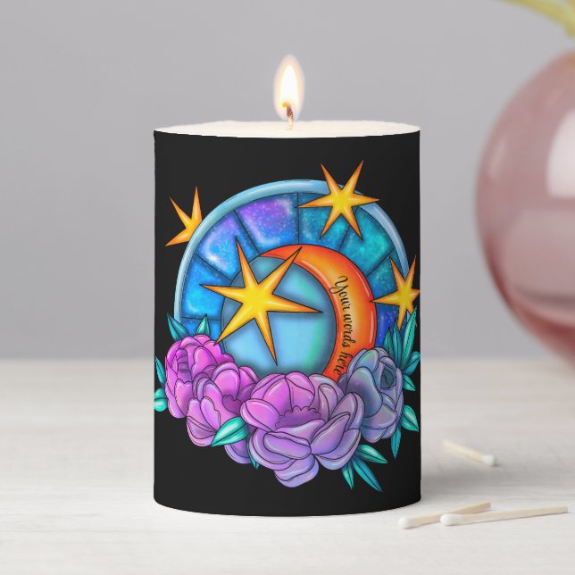 Create Your Own Cute Moon, Stars & Roses Pillar Candle (In Situ)