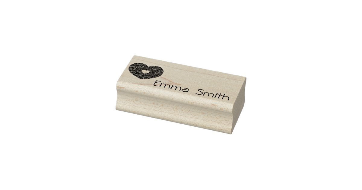 Create your own cute name heart Wood Art Stamp
