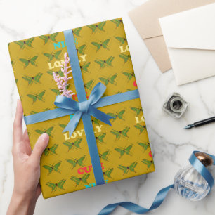 Create Your Own Cute Nice Lovely Vintage Butterfly Wrapping Paper