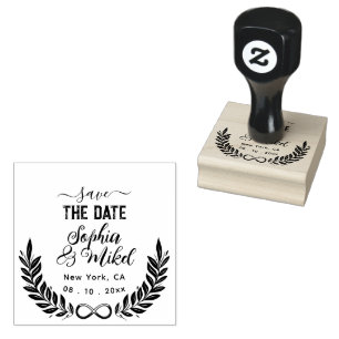 Create Your Own Cute Round Save The Date Wedding Rubber Stamp