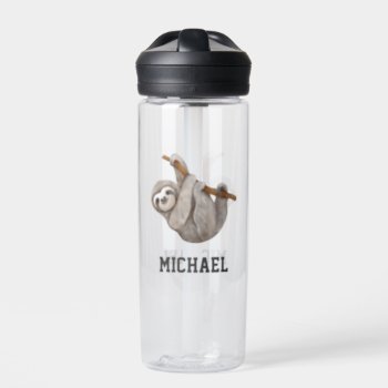 Create Your Own Cute Sloth Name Water Bottle by nadil2 at Zazzle