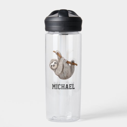 Create Your Own Cute Sloth Name Water Bottle