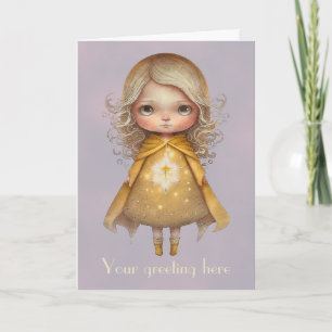 Create Your Own Cute Starlight Girl Holiday Card