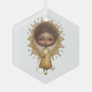 Create Your Own Cute Sunflower Girl Glass Ornament