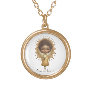 Create Your Own Cute Sunflower Girl Gold Plated Necklace