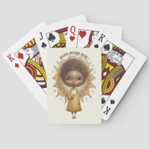 Create Your Own Cute Sunflower Girl Poker Cards