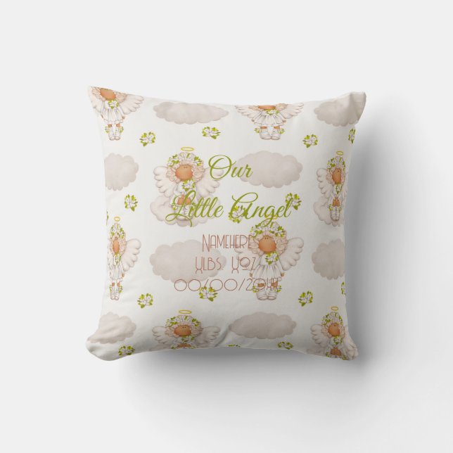 Create Your Own Cute Tiny Angel Throw Pillow (Front)