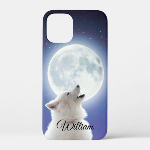 Create Your Own Cute Wolf Howls  Blue Moon Sky  iPhone 12 Mini Case