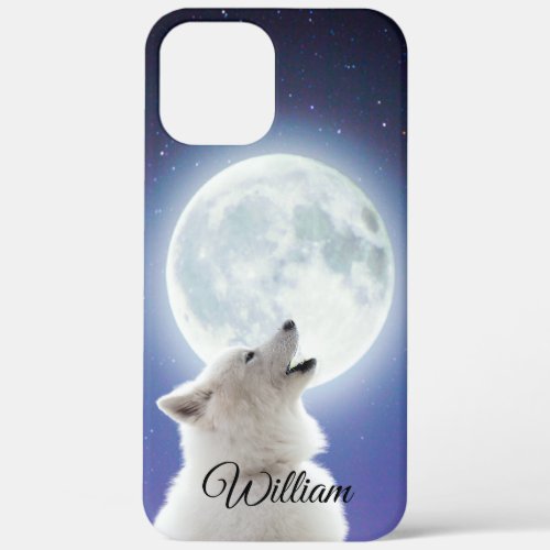 Create Your Own Cute Wolf Howls  Blue Moon Sky  iPhone 12 Pro Max Case