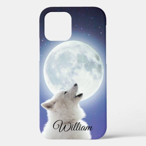 Create Your Own Cute Wolf Howls  Blue Moon Sky  iPhone 12 Pro Case