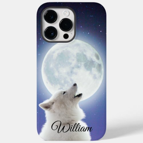 Create Your Own Cute Wolf Howls  Blue Moon Sky  Case_Mate iPhone 14 Pro Max Case