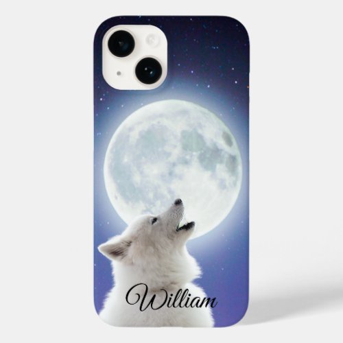 Create Your Own Cute Wolf Howls  Blue Moon Sky  Case_Mate iPhone 14 Case