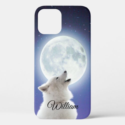 Create Your Own Cute Wolf Howls  Blue Moon Sky  iPhone 12 Pro Case