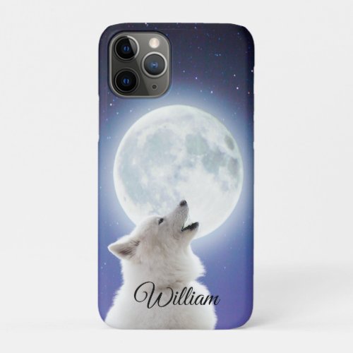 Create Your Own Cute Wolf Howls  Blue Moon Sky  iPhone 11 Pro Case