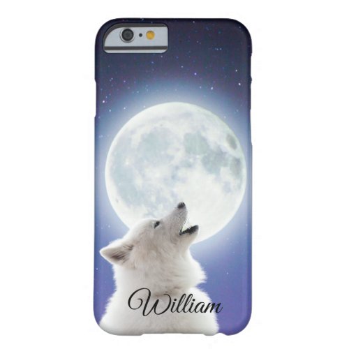 Create Your Own Cute Wolf Howls  Blue Moon Sky  Barely There iPhone 6 Case