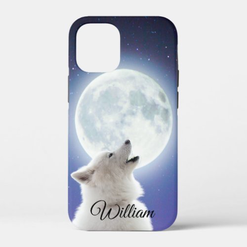 Create Your Own Cute Wolf Howls  Blue Moon Sky  iPhone 12 Mini Case