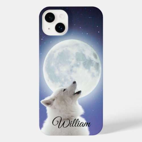 Create Your Own Cute Wolf Howls  Blue Moon Sky  iPhone 14 Plus Case