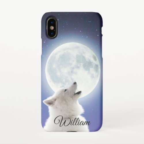 Create Your Own Cute Wolf Howls  Blue Moon Sky  iPhone X Case