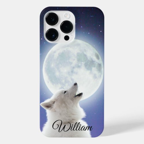 Create Your Own Cute Wolf Howls  Blue Moon Sky  iPhone 14 Pro Max Case