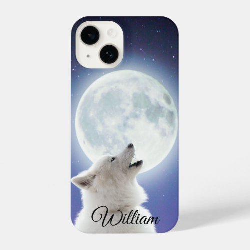 Create Your Own Cute Wolf Howls  Blue Moon Sky  iPhone 14 Case