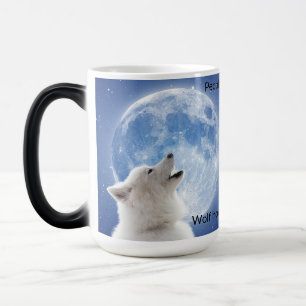 Create Your Own Cute Wolf Howls Blue Moon Sky on Color Morph Mug